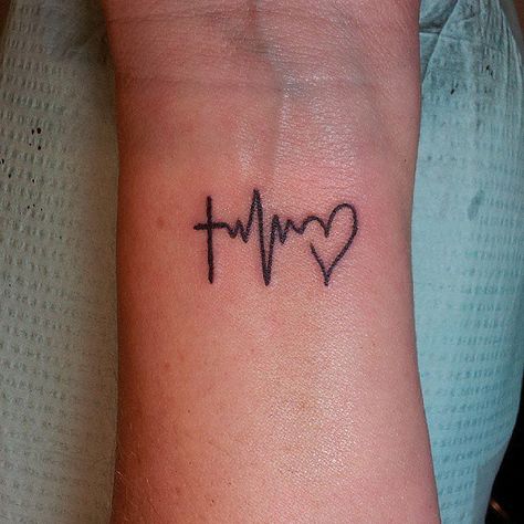 Heartbeat Tattoo Heartbeat Tattoos, Heartbeat Tattoo Design, Cap Tattoo, Nurse Tattoo, Heartbeat Tattoo, Wrist Tattoos For Guys, Inspiration Tattoos, Small Wrist Tattoos, Heart Tattoo Designs