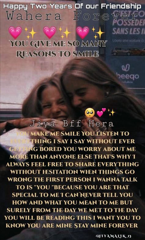 #jiyamalik #bff #besties#herabffjiya #waheraforever May Our Friendship Last Forever Quotes, Friendship Songs, Forever Quotes, When Things Go Wrong, Our Friendship, Reasons To Smile, You Make Me, Aesthetic Backgrounds, Make Me Smile