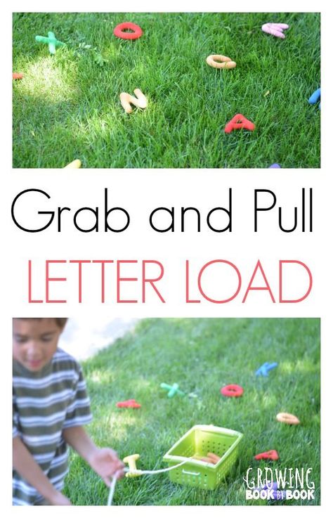 A gross motor alphabet activity perfect for outdoor learning for preschoolers and young children. Preschool Gym, Preschool Outdoor Activities, Number Learning, Outdoor Learning Activities, Alphabet Activity, Letter Games, Gym Games, Abc Activities, Alphabet Games