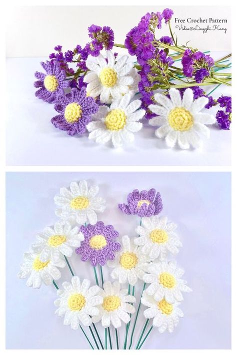 Daisy Flower Free Crochet Patterns - DIY Magazine Crochet Flowers Daisy Free Pattern, Crochet Daisy Bouquet Free Pattern, Free Crochet Daisy Pattern, Free Crochet Daisy Flower Pattern, Amigurumi Flower Free Pattern, Crochet Bouquet Flowers Free Pattern, Crochet Flowers Free Pattern Bouquet, Crochet Bouquet Pattern Free, Daisy Crochet Bouquet