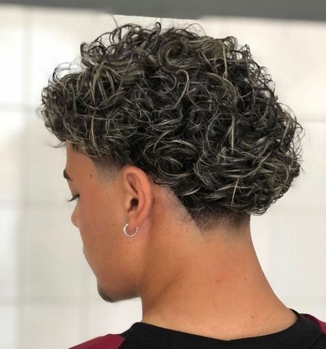 Taper Fade Short Hair, Fade Haircut Curly Hair, Long Curly Hair Men, Taper Fade Curly Hair, Fade Haircut Styles, Curly Hair Fade, Brown Hair Men, Highlights Curly Hair, Men Haircut Curly Hair