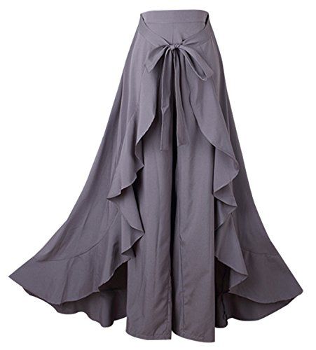 Aivtalk Avitalk Women Ruffle High Waist Pant Skirt Split Chiffon Long Maxi Palazzo skirt Palazzo Skirt, Casual Confortable, Split Front Skirt, Pant Skirt, Gown Designs, Dr Wardrobe, Simple Frocks, Sew Simple, Pants Skirt