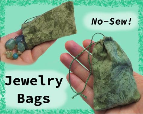 Simple No-Sew Jewelry Bags : 8 Steps (with Pictures) - Instructables Jewelry Bag Diy, Easy Fabric Crafts No Sew, No Sew Bags Diy, Jewelry Bags Diy Pouch Tutorial, How To Wrap Jewelry As A Gift, No Sew Pouch, No Sew Fabric Crafts, No Sew Bag, Diy Jewelry Bags