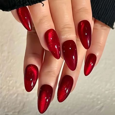 7.5ml Burgundy Cherry Red Glitter Jelly Ruby Cat Eye Nail Polish Gel Magnetic Nail Polish Gel Handmade Art Shiny Varnish UV Gel - AliExpress Cat Eye Nail Polish, Ruby Nails, Bright Red Nails, Red Gel Nails, Engagement Nails, Cat Eye Nail, Henna Nails, Magnetic Nail Polish, Cat Eye Nails Polish