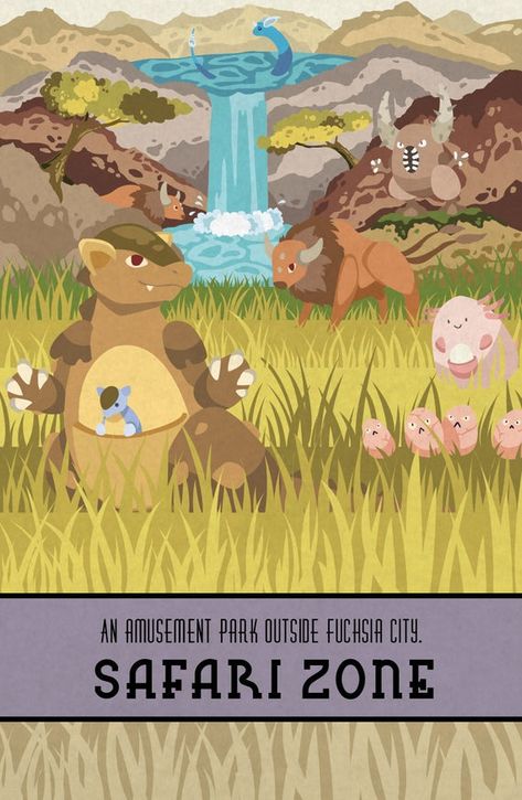 Pokemon Travel Poster Safari Zone | Kanto Region Nintendo Wall Art Anime Home Decor Pokemon Gift Gee Anime Home Decor, Kanto Region, Fire Pokemon, Wall Art Anime, Game Of Thrones Poster, Anime Home, Pagan Decor, Pokemon Poster, Fairytale Nursery