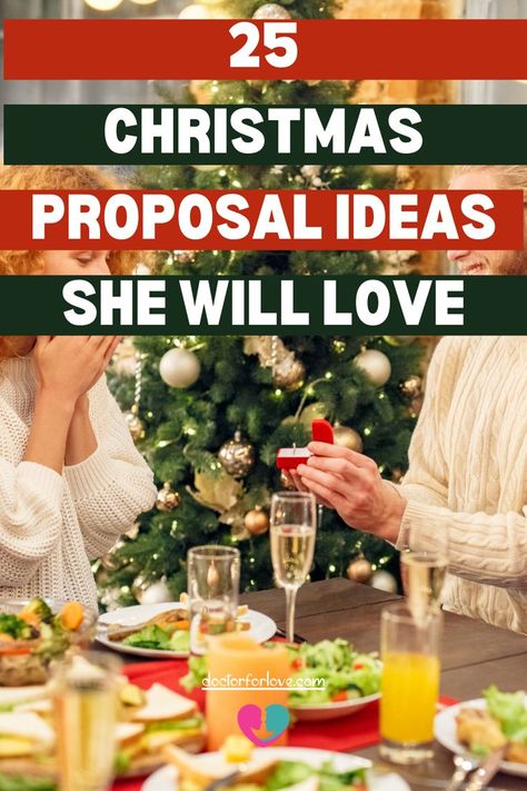 a man asking his girflriend to marry him at theChristmas table Christmas Proposal Ideas, Christmas Eve Proposal, Christmas Engagement Proposal, Christmas Wedding Proposal, Cute Ways To Propose, Romantic Ways To Propose, Best Ways To Propose, Winter Proposal, Christmas Proposal