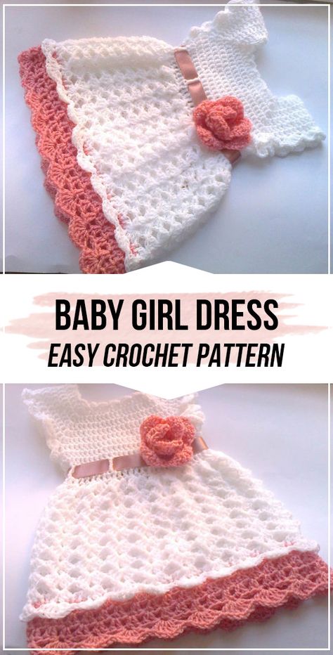 Crochet Baby Girl Dress Pattern #Dress #crochet #crocehtpattern via @shareapattern.com Newborn Dress Crochet Pattern Free, Crocheted Baby Dress Patterns, Crochet For Newborn Girl, Baby Girl Crochet Dress Free Pattern, Newborn Crochet Dress Pattern Free, Crochet Baby Dresses Free Pattern, Newborn Girl Crochet Patterns Free, Crochet Baby Girl Clothes Free Patterns, Baby Dress Crochet Patterns Free