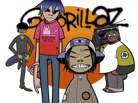 # Gorillaz Group Art Gorillaz Albums, Gorillaz Demon Days, Gorillaz Band, Gorillaz Noodle, Cartoons Band, Gorillaz Fan Art, Russel Hobbs, Demon Days, Monkeys Band