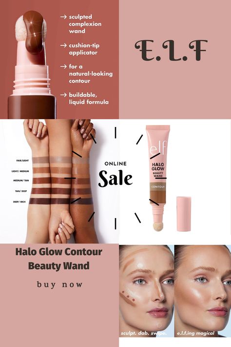 #skincare #pinterest #amazon #foundation #barbie #bestseller #shoponline Elf Halo Glow Contour, Halo Glow Contour, Elf Contour, Elf Halo Glow, Contour Wand, Liquid Contour, Halo Glow, Dream Makeup, Fair Skin Tone