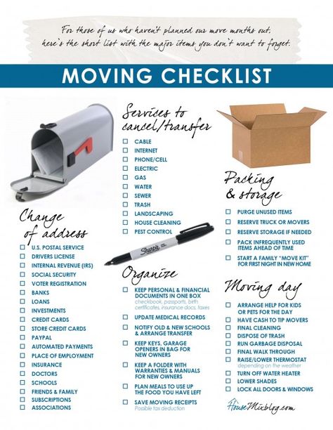 Moving part 2: Change of address, services to stop, organizing checklist Moving Day Checklist, Moving List, Moving Organisation, Day Checklist, Moving House Tips, Moving Hacks Packing, Moving Help, House Checklist, Inmobiliaria Ideas