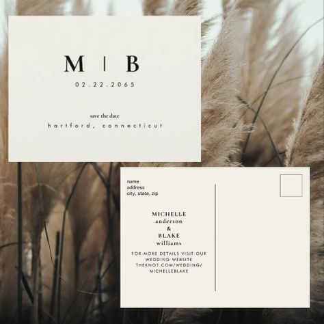 $1.95 | Simple & Sleek Monogram Beige Save the Date Weddin #wedding, invitation, monogram, simple, bride, sleek, contemporary, modern, sleek save the date, beige First And Last Names, Simple Invitation, Save The Date Postcards, Last Names, Save The Date Invitations, Wedding Website, Wedding Saving, Save The Date, Our Wedding