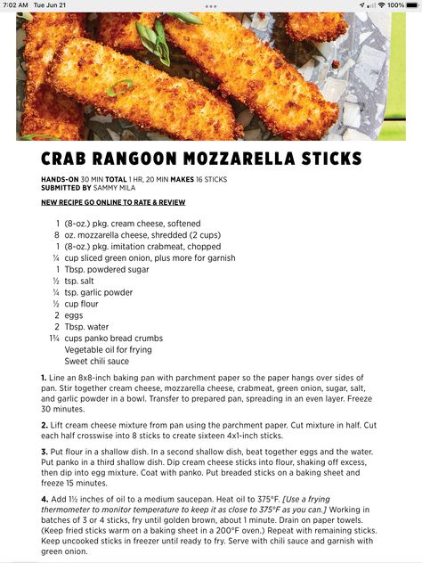 Crab Rangoon Sticks, Crab Ragoons Air Fryer Recipe, Crab Rangoon Mozzarella Sticks, Mozzarella Cheese Sticks, Food Decorating, Crab Rangoon, Dinner Bread, Mozzarella Sticks, Crab Recipes