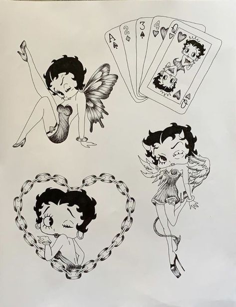 Betty Boop Tattoos, Betty Boop Art, Tattoo Portfolio, Cartoon Tattoos, Tattoo Flash Art, Dream Tattoos, Six Feet Under, Dope Tattoos, Simplistic Tattoos