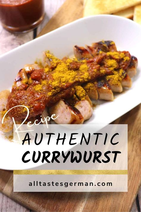 Currywurst is one of the most popular street foods in Germany. The delectable currywurst sauce goes well with any barbecue dish. German Curry Ketchup Recipe, German Street Food, Currywurst Sauce, Currywurst Recipe, German Appetizers, Curried Sausages, Bratwurst Recipes, German Sausage, Asian Street Food