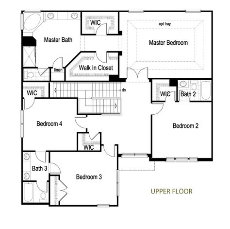 2 Story Upper Floor Plan by Meritus Homes, via Flickr.  Huge master suite, 2 WICs, 4 bedrooms upstairs.  Room for deck? Master Suite Floor Plans, Luxury Master Bath, Bedroom Sitting Room, Georgia Homes, Smart Home Design, St Charles, Floor Layout, Home Additions, Remodel Bedroom