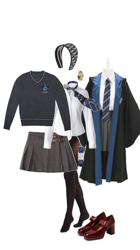 venus malfoy hogwarts aesthetic outfit uniform school ravenclaw Ravenclaw Outfit Aesthetic, Ravenclaw Dress, Harry Potter Ravenclaw Outfits, Hogwarts School Uniform, Hogwarts Costume, Ravenclaw Uniform, Bookworm Clothes, Harry Potter Uniform, Ravenclaw Outfit