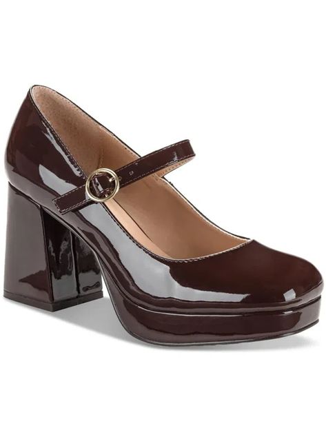 Sun + Stone Vaneciaa Womens Round Toe Slip On Mary Jane Heels In Wine Pat | ModeSens Brown Mary Jane Heels, Brown Mary Janes, Sun Stone, Mary Jane Pumps, Mary Jane Heels, Mary Jane Shoes, Platform Pumps, Cute Shoes, Pump Shoes