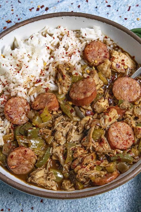 This is the best turkey gumbo ever made with a rich, dark roux and lots of turkey and andouille sausage, perfect for leftover turkey, a comforting favorite. Turkey Gumbo Recipe, Gumbo Soup Recipe, Turkey Gumbo, Chicken Sausage Gumbo, Seafood Gumbo Recipe, Gumbo Recipe Sausage, Gumbo Soup, Chili Pepper Recipes, Homemade Cajun Seasoning