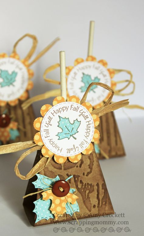 Paper Craft Treat Holders, Fall Tags Ideas, Stampin Up Thanksgiving Treat Holders, An Autumn Treat For Someone Sweet Tag, Stampin Up Fall Treat Holders, Cricut Boxes, Halloween Cricut Candy Holder, Lollipop Holder, Fall Paper Crafts