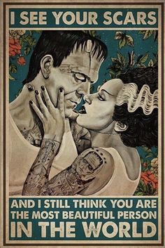 I see your scars – issyparis The Bride Of Frankenstein, Retro Tin Signs, Bride Of Frankenstein, Beautiful Person, Office Wall Decor, Frankenstein, Art Vintage, Vintage Posters, Art Supplies Drawing