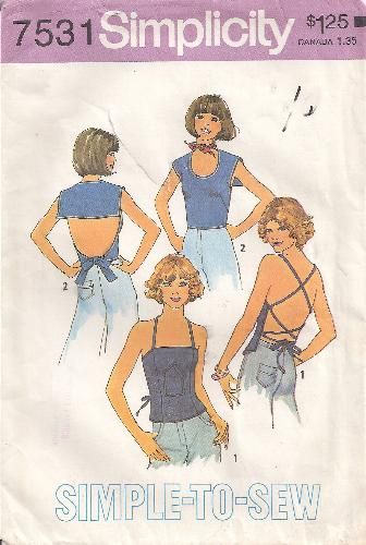 Sew Halter Top, Halter Top Sewing Pattern, Sailor Top, 1970s Sewing Patterns, Braid Patterns, Vogue Sewing, Sailor Fashion, Sailor Collar, Sewing Book