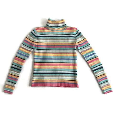 90s Grunge Pastel Striped Ribbed Turtleneck Vintage Sweater Pastel Sweaters, Thick Turtleneck, Sweaters Striped, Vintage Striped Shirt, Blusas Top, Pastel Sweater, Ribbed Turtleneck Sweater, Turtleneck Shirt, Thick Sweaters