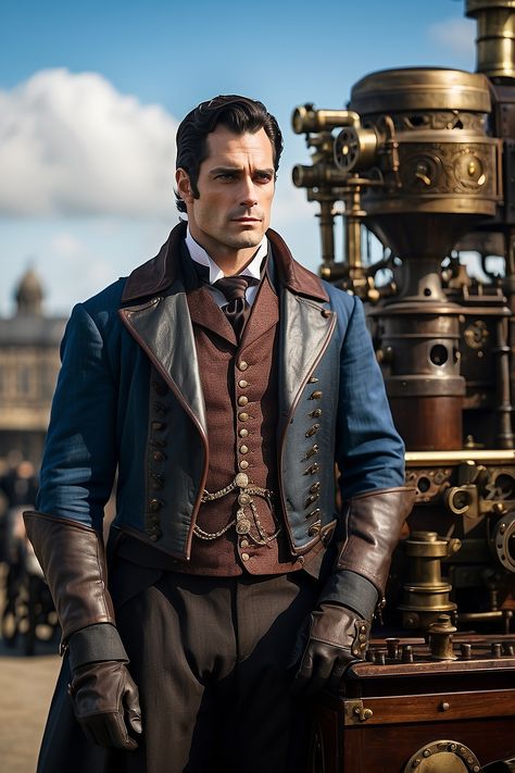 Leonardo Diffusion XL Henry Cavill in steampunk clothes and se 2 Steampunk Clothes, Steampunk Clothing, Henry Cavill, Dieselpunk, Sci Fi, Design Inspiration, Art Design, Clothes, Design