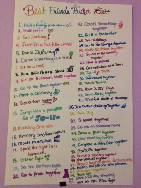 Nothing better to do when your bored with your Best Friend than make a BFF bucket list! Best Friends Bucket List, Friends Bucket List, Bff Bucket List, Sleepover Party Games, Best Friend Bucket List, Teen Sleepover, Friends Journal, Bucket List For Teens, Party List