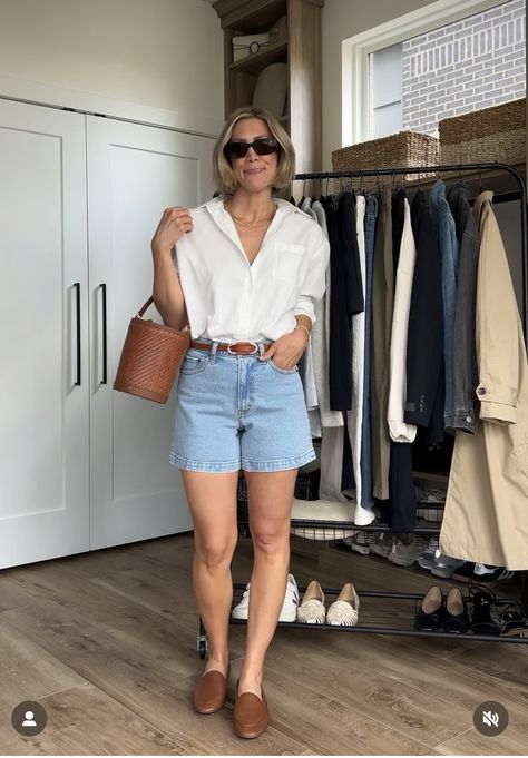 Shorts And Button Down Summer Outfits, Outfit 2023, Plus Size Summer Outfits, Plus Size Summer, Petite Outfits, Outfits Ideas, Summer Style, Spring Summer Fashion, Spring Fashion