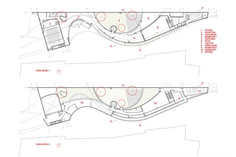 Violeta Parra Museum,Plans Curvilinear Architecture Plan, Museum Concept, Museum Flooring, Craftsman Floor Plan, Form Architecture, Exhibition Plan, Architecture Design Presentation, Museum Plan, Luxury Plan