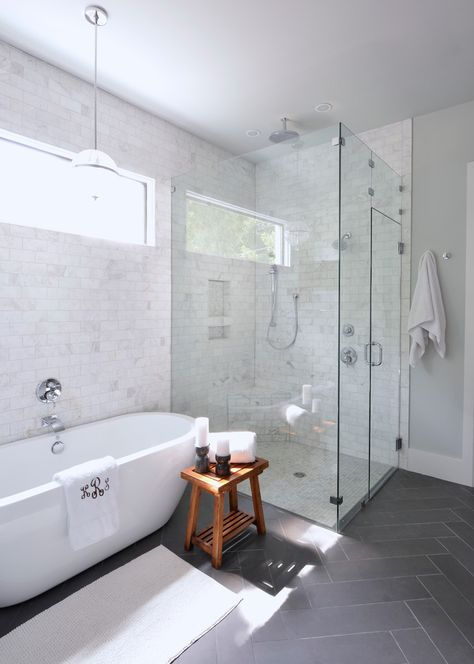 25 Terrific Transitional Bathroom Designs That Can Fit In Any Home Transitional Bathroom Design, Makeover Kamar Mandi, Transitional Bathroom, Modern Farmhouse Bathroom, Gorgeous Bathroom, Trendy Bathroom, Bad Design, Farmhouse Bathroom Decor, Glass Shower Doors