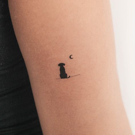 Dogs and moons 🐕🌙 #temporarytattoos #smalltattoos Cat And Dog Moon Tattoo, Dog On The Moon Tattoo, Me And My Dog Tattoo, Doggie Tattoos Ideas, Cat And Dog Matching Tattoo, Moon And Dog Tattoo, Dog And Moon Tattoo, Luna Dog Tattoo, Moon Dog Tattoo