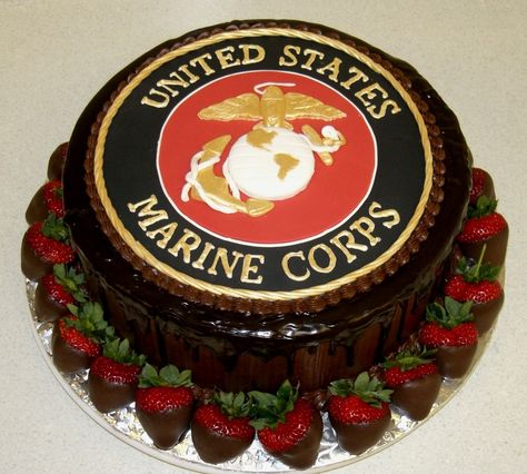 Marine Corps Cake, Usmc Logo, Groom's Table, Marine Cake, National Chocolate Cake Day, Military Cake, Sweet Expression, Military Party, Grooms Cakes