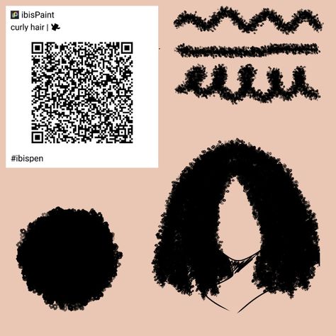 Curly Hair Qr Code, Hair Qr Code Ibis Paint, Qr Code Ibispaint, Code Ibispaint, Paint Brush Drawing, Brush Drawing, Paint Brush Art, Digital Art Beginner, Custom Pens