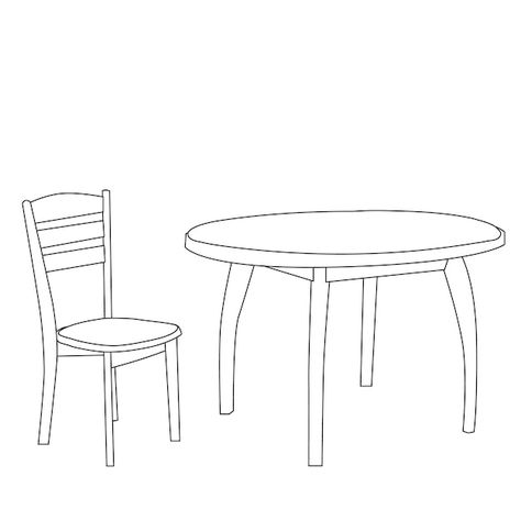 Sketch table and chair | Premium Vector #Freepik #vector #table #table-chair #furniture-sketch #interior-sketch Table And Chair Drawing, Table Drawing Sketch, Table Doodle, Table Sketch, Table Drawing, Chair Drawing, Table Template, Furniture Sketch, Restaurant Tables And Chairs