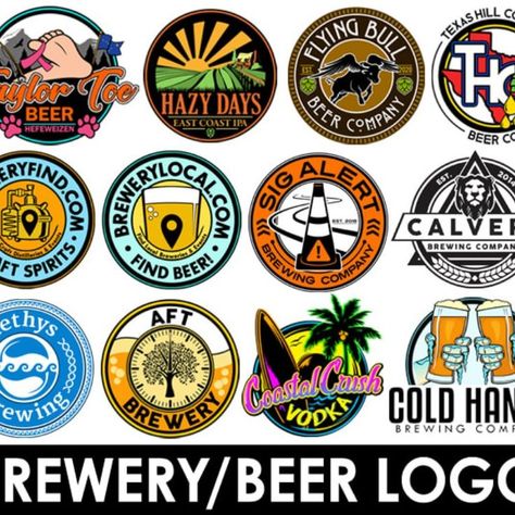 I will create a craft, home, micro brewery beer logo Drink Logo Design Ideas, Brewery Logo Design, Craft Beer Logo, Beer Logos, Brewery Logo, Beer Brewery, Drinks Logo, Beer Logo, Micro Brewery