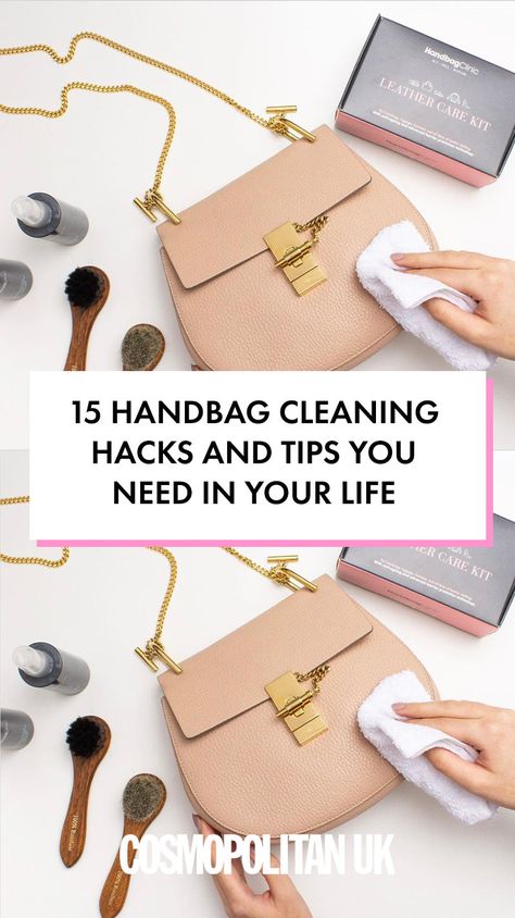 Handbag cleaning tips for removing stains, scuffs and bringing your leather or material designer handbags back to life... Purse Hacks, Leather Bag Cleaning, Clean Leather Purse, Handbag Quotes, Handbag Repair, Diy Leather Repair, Handbag Care, Purse Cleaning, Ted Baker Bag