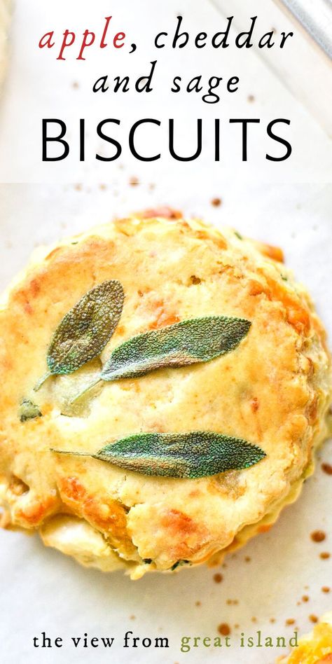 A biscuit topped with fresh sage Sage Baking Recipes, Vegan Sage Recipes, Recipes Using Fresh Sage, Recipes Using Sage, Recipes With Fresh Sage, Fresh Sage Recipes, Sage Recipes Fresh, Thanksgiving Biscuits, Sage Bread