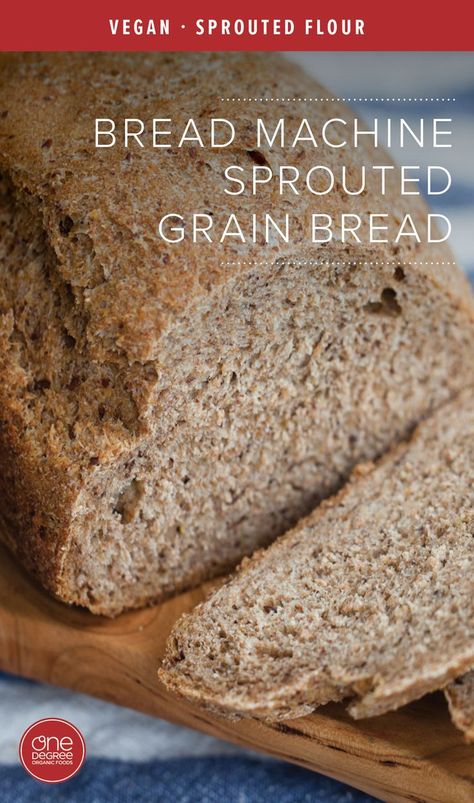 Wake up to warmth with a sprouted wheat bread machine recipe that will fill your house with the aroma of fresh baking—all with a few buttons. Our Bread Machine Sprouted Grain Bread recipe is an easy intro to learning how to bake with sprouted wheat flour. This vegan sprouted flour bread machine recipe includes options for how to use One Degree Organics Sprouted Whole Wheat Flour or our organic Sprouted Spelt Flour in your bread machine. Pin to make healthy bread machine sprouted bread at home! Sprouted Grain Bread Recipe, Bread Machine Wheat Bread Recipe, Sourdough Bread Machine, Sprouted Wheat Bread, Buckwheat Bread, Bread Machine Recipe, Sprouted Bread, Sprouted Grain Bread, Wheat Bread Recipe