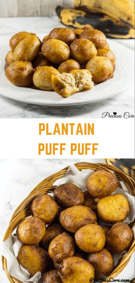 African Puff Puff, African Snacks, Plantain Recipes, Nigerian Recipes, African Cooking, Puff Recipe, Puff Puff, Nigerian Food, Jamaican Recipes