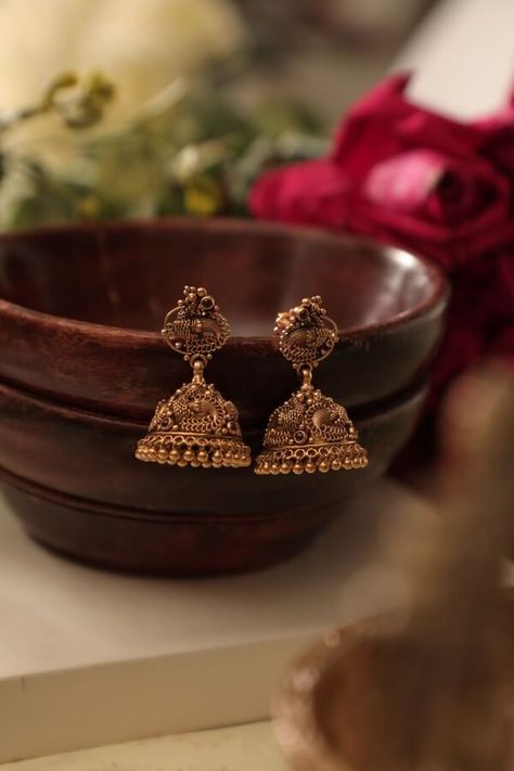 Antique Gold Earrings With Price, Ear Rings For Women In Gold Buttalu, Antique Jewellery Designs Gold, Small Jhumki Earrings Gold, Jumkas Antiques, Ear Rings For Women, Earrings With Price, Borivali Mumbai, Manubhai Jewellers