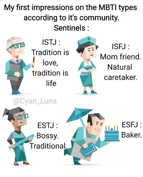 Anyone barely talks about the sentinels. Sentinels Mbti, Mbti Sentinels, Istj Isfj, Mbti Istj, Istj Personality, Mbti Test, Mbti Type, Mbti Memes, Mbti Relationships