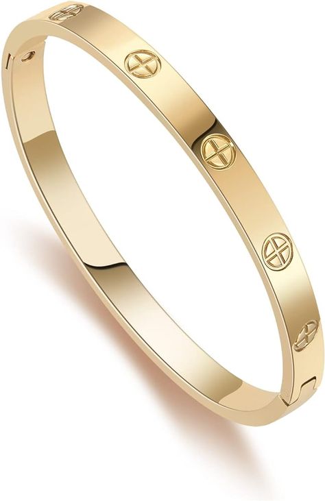 Amazon.com: RIMRIVA Gold Bangle Bracelets for Women Cross Love Bangle Stainless Steel Girls Jewelry Anniversary Birthday Mothers' Valentines Day Gifts for Her Wife Girlfriend Mom Daughter Friend Teens: Clothing, Shoes & Jewelry Love Bangle, Classic Bracelets, Gold Bracelet For Women, Gold Bracelets, Gold Bangle Bracelet, Valentines Jewelry, Bracelets For Women, Gorgeous Bracelet, Cartier Love Bracelet