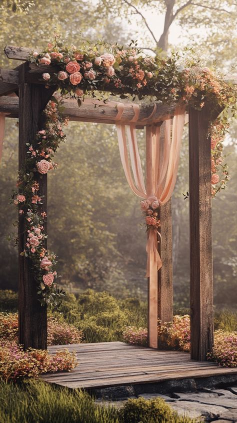 Budget Outdoor Wedding Essentials for a Stunning Celebration Pergola Decorating Ideas Wedding, Natural Park Wedding, Wedding Pergola Flowers, Benches For Wedding, Outdoor Wedding Altar, Outdoor Wedding Altars, Wedding Pergola, Affordable Wedding Ideas, Outdoor Spring Wedding