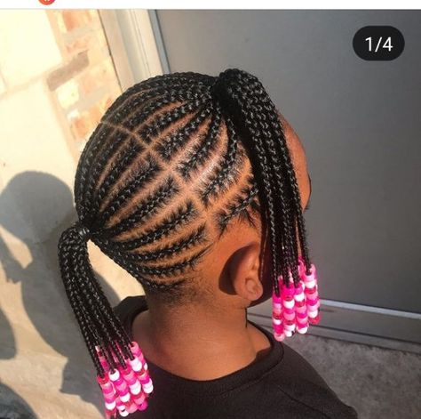 Hairstyles For Children Black, Black Toddler Hairstyles Girl Braids, Little Black Girls Braided Hairstyles For Kids With Beads, Toddler Cornrow Styles, Hair Styles With Beads Kids, Kids Cornrow Hairstyles Natural Hair, Kids Beaded Hairstyle, Twist With Beads For Kids Hair, Toddler Braid Styles