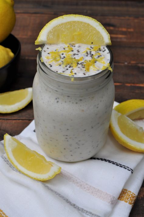 Lemon Pie Overnight Oats — Featherstone Nutrition Overnight Oats Lemon, Lemon Overnight Oats, Pretty Breakfast, Protein Overnight Oats, Oat Recipes Healthy, Overnight Oats Recipe Healthy, Recovery Food, Balanced Breakfast, Grab And Go Breakfast