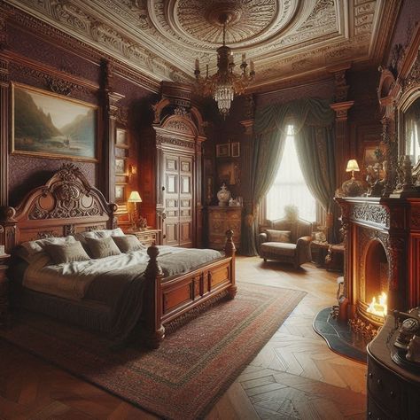 Victorian Bedroom Victorian Mansion Interior Bedrooms, Victorian Era Bedroom, New Construction Home Ideas Interiors, Victorian Home Aesthetic, Victorian Style Homes Interior, Victorian Homes Interior Bedroom, New Construction Home Ideas, Victorian Bedroom Ideas, Victorian Mansion Interior