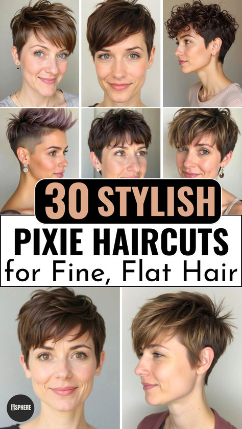 30 Stylish Pixie Haircuts for Fine, Flat Hair. Perfect short hairstyles to add volume and flair to your look! Short Haircuts For Very Thinning Hair, Pixie Straight Haircut, Short Hairstyles For Fine Thinning Hair, Pixie Thinning Hair, Perfect Pixie Haircut, Pixie Haircut For Straight Fine Hair, Shaggy Pixie For Fine Hair, Pixie Haircut For Fine Thinning Hair, Simple Pixie Haircut