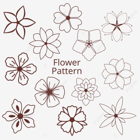 Single Flower Sketch, Five Petal Flower Drawing, 5 Petal Flower Drawing, Flower Pedals Drawings, How To Draw Petals, Flower Petals Drawing, Petals Drawing, Flower Motif Design, Digital Dupatta