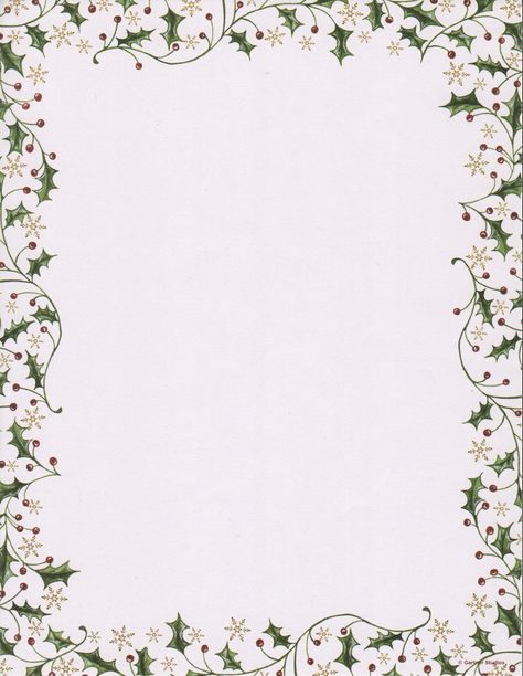 Snowflake Holly Border Letterhead - 100 Count Christmas Stationary Printable Free, Christmas Stationary Printable, Christmas Letter Paper, Holiday Letterhead, Christmas Boarders, Free Christmas Borders, Christmas Letterhead, Craft Ideas For Beginners, Chalkboard Holiday